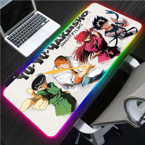 Anime RGB Yu Yu Hakusho Personagens Laptop Keyboard LED Anime Mousepad PC Connection Computer USB Gaming - Anime Mousepads