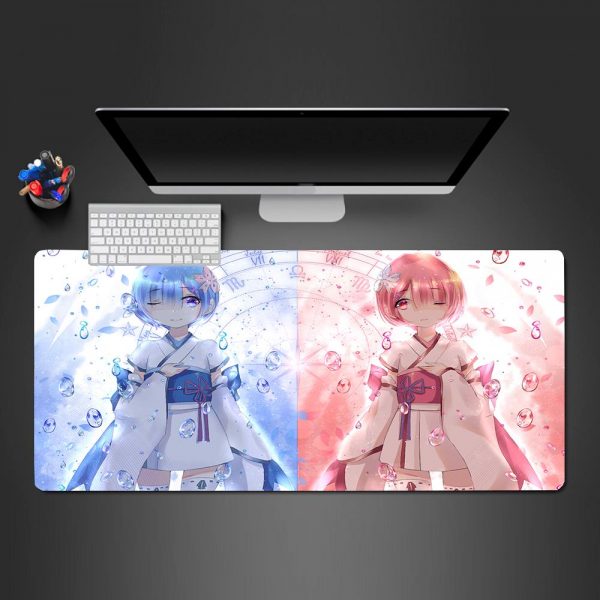 Re:Zero Sisters Design Gamer Mouse Pad Large Computer Desk Mat XXL PC Gaming Mousepad 350x250x2mm Official Anime Mousepad Merch