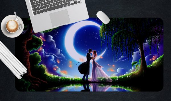 3D Moonlight Couple 3762 Anime Desk Mat YYA1215